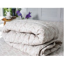 Одеяло шерстяное полуторное 140x205 теплый хлопок бежевого цвета