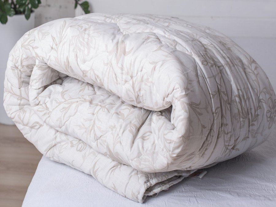 Одеяло шерстяное теплое двуспальное 172x205 Ecotton хлопковое белого цвета Cream 20-0709