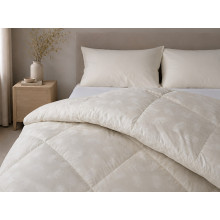 Down Quilt 50% Down 140x205 cm Tick Fabric with Beige Piping Ecotton Premium collection