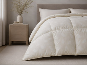 Ковдра пухова 50% 140x205 тік з кантом бежевий Ecotton Premium collection