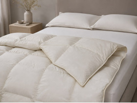 Ковдра пухова 50% 140x205 тік з кантом бежевий Ecotton Premium collection