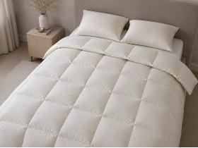 Ковдра пухова 50% 140x205 тік з кантом бежевий Ecotton Premium collection