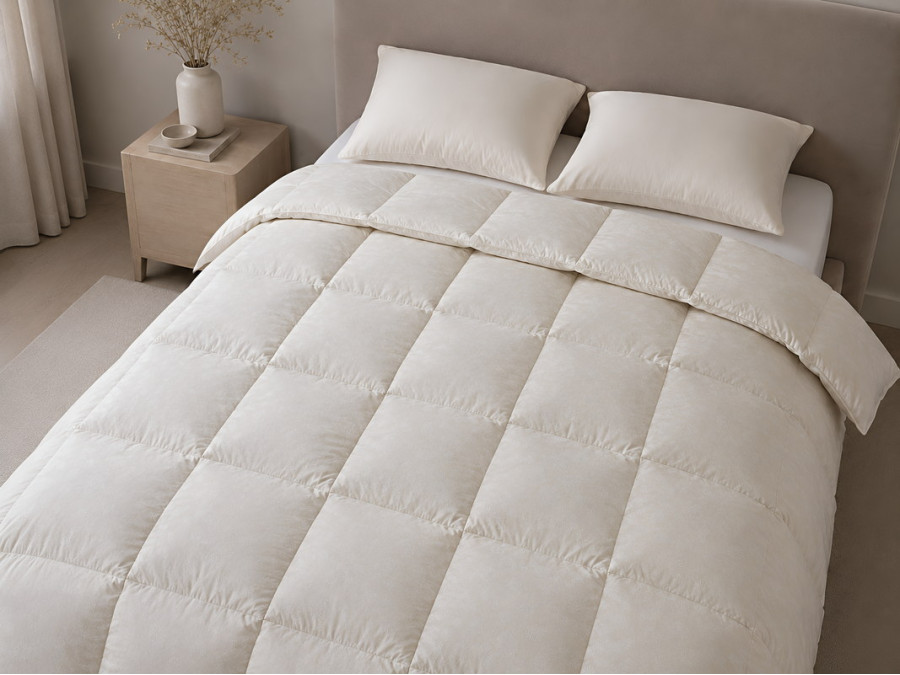 Down Quilt 50% Down 140x205 cm Tick Fabric with Beige Piping Ecotton Premium collection