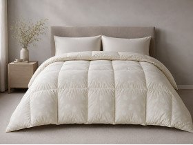 Down Quilt 50% Down 140x205 cm Tick Fabric with Beige Piping Ecotton Premium collection