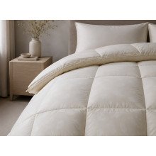 Down Quilt 50% Down 140x205 cm Tick Fabric with Beige Piping Ecotton Premium collection