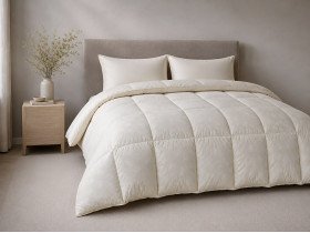 Down Quilt 50% Down 140x205 cm Tick Fabric with Beige Piping Ecotton Premium collection
