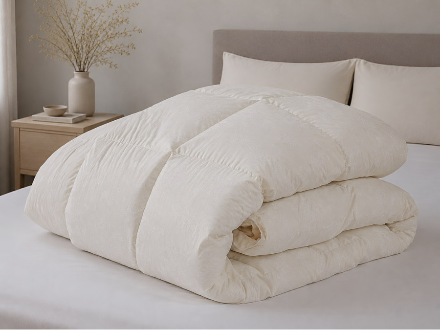 Ковдра пухова 50% 140x205 тік з кантом бежевий Ecotton Premium collection