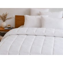 Down Quilt 50% Down 172x205 Tick Fabric with White Piping White Ecotton Premium collection
