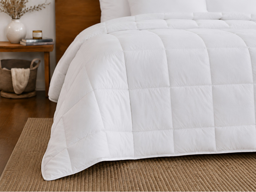 Одеяло пуховое 50% 172х205 тик с кантом белый White Ecotton Premium collection