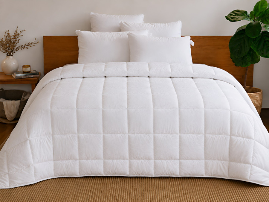 Одеяло пуховое 50% 172х205 тик с кантом белый White Ecotton Premium collection