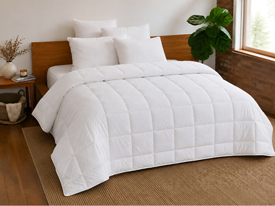 Одеяло пуховое 50% 172х205 тик с кантом белый White Ecotton Premium collection