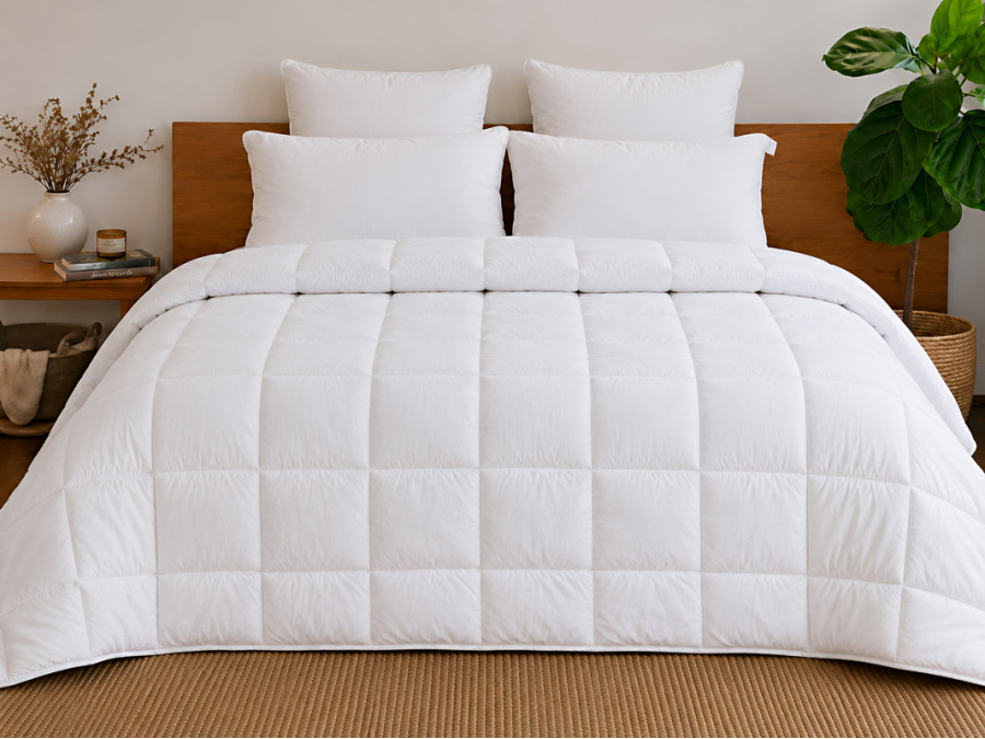 Одеяло пуховое 50% 172х205 тик с кантом белый White Ecotton Premium collection
