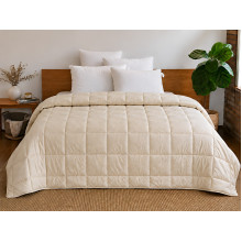 Down Quilt 50% Down 172x205 cm Tick Fabric with Beige Piping Ecotton Premium collection