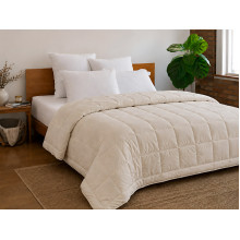 Down Quilt 50% Down 172x205 cm Tick Fabric with Beige Piping Ecotton Premium collection