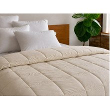 Down Quilt 50% Down 172x205 cm Tick Fabric with Beige Piping Ecotton Premium collection
