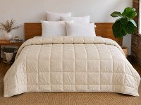 Ковдра пухова 50% 172х205 см тік з кантом бежевий Ecotton Premium collection