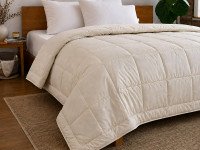 Ковдра пухова 50% 172х205 см тік з кантом бежевий Ecotton Premium collection