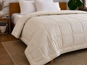 Ковдра пухова 50% 172х205 см тік з кантом бежевий Ecotton Premium collection
