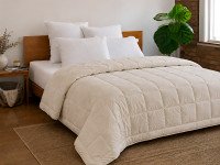 Down Quilt 50% Down 172x205 cm Tick Fabric with Beige Piping Ecotton Premium collection