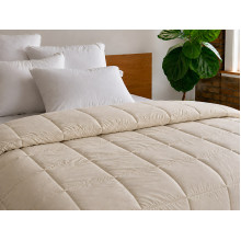 Down Quilt 50% Down 172x205 cm Tick Fabric with Beige Piping Ecotton Premium collection