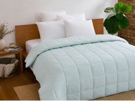 Down Quilt 50% Down 140x205 cm Tick Fabric with Blue Swan Piping Ecotton Premium collection