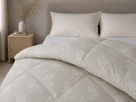 Ковдра пухова 50% 140х205 см тік з кантом Rose Beige Ecotton Premium collection
