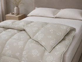 Ковдра пухова 50% 140х205 см тік з кантом Rose Beige Ecotton Premium collection