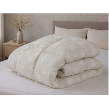 Ковдра пухова 50% 140х205 см тік з кантом Rose Beige Ecotton Premium collection