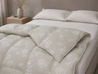 Down Quilt 50% Down 200x210 cm Tick Fabric with Rose Beige Piping Ecotton Premium collection