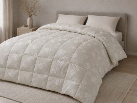 Down Quilt 50% Down 140x205 cm Tick Fabric with Rose Beige Piping Ecotton Premium collection