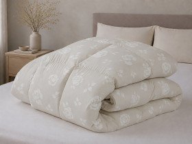 Down Quilt 50% Down 140x205 cm Tick Fabric with Rose Beige Piping Ecotton Premium collection