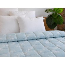Down Quilt 50% Down 140x205 cm Tick Fabric with Rose Blue Piping Ecotton Premium collection