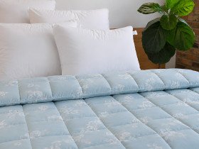 Down Quilt 50% Down 140x205 cm Tick Fabric with Rose Blue Piping Ecotton Premium collection