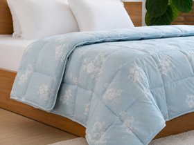 Down Quilt 50% Down 140x205 cm Tick Fabric with Rose Blue Piping Ecotton Premium collection
