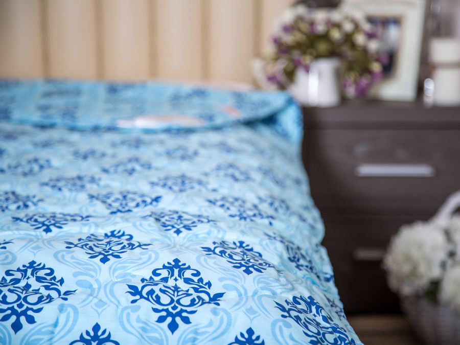 Ковдра двоспальна 172х205 бавовняна антиалергенна легка блакитна 40-0606 Blue