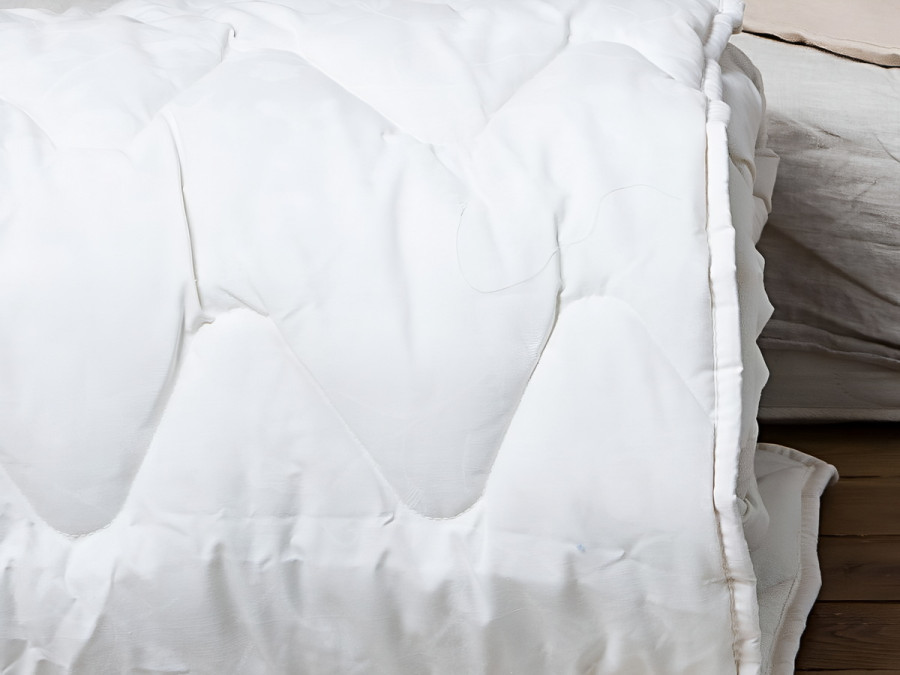 Ковдра Євро 200x210 Ecotton всесезонна бавовняна білого кольору 20-0256 White