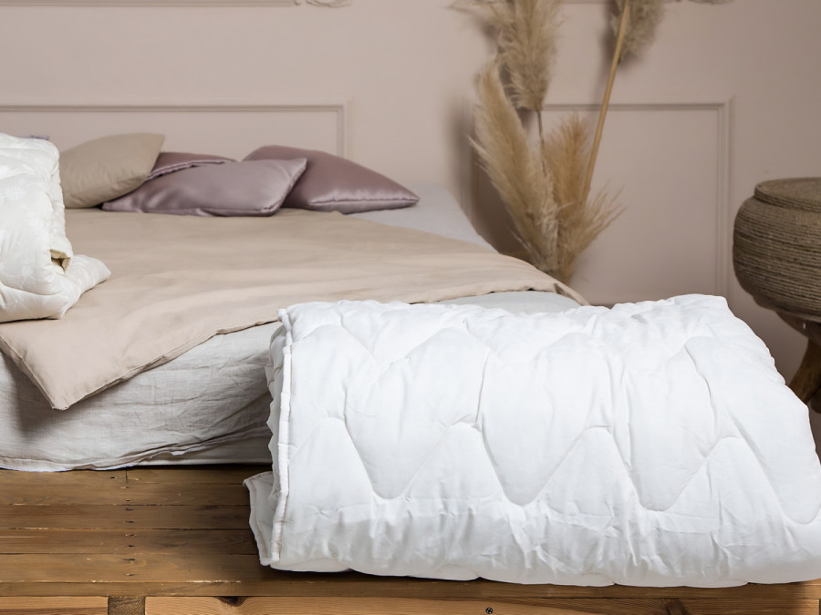 Ковдра Євро 200x210 Ecotton всесезонна бавовняна білого кольору 20-0256 White