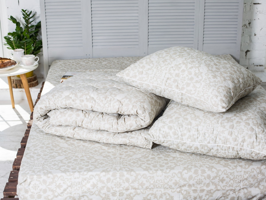 Ковдра двоспальна 172x205 Ecotton антиалергенна бавовняна сіра 40-0963 White