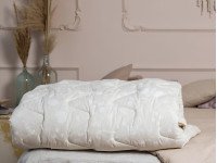Ковдра Євро 200x210 Ecotton всесезонна бавовняна молочного кольору 20-0256 Ivory past
