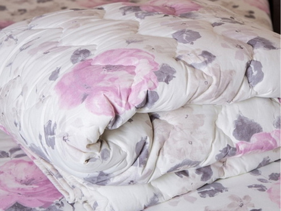 Одеяло двуспальное 172x205 Ecotton всесезонное антиаллергенное хлопковое розового цвета 20-1455 Lilac