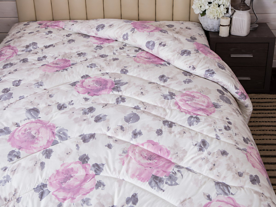 Ковдра двоспальна 172x205 Ecotton всесезонна антиалергенна бавовняна рожевого кольору 20-1455 Lilac