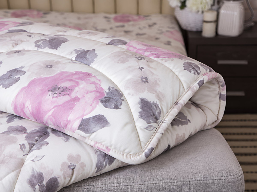 Ковдра двоспальна 172x205 Ecotton всесезонна антиалергенна бавовняна рожевого кольору 20-1455 Lilac