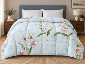 Ковдра Євро 200x210 Ecotton всесезонна бавовняна блакитного кольору 20-0683