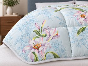 Ковдра Євро 200x210 Ecotton всесезонна бавовняна блакитного кольору 20-0683