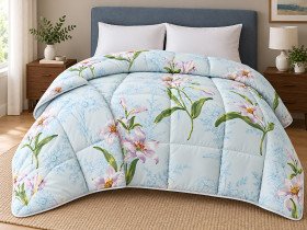 Ковдра Євро 200x210 Ecotton всесезонна бавовняна блакитного кольору 20-0683