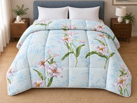 Ковдра Євро 200x210 Ecotton всесезонна бавовняна блакитного кольору 20-0683