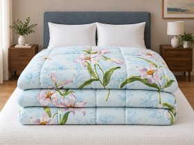 Ковдра Євро 200x210 Ecotton всесезонна бавовняна блакитного кольору 20-0683