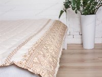 Double wool blanket 172x205 cotton warm beige color 40-0916 Brown