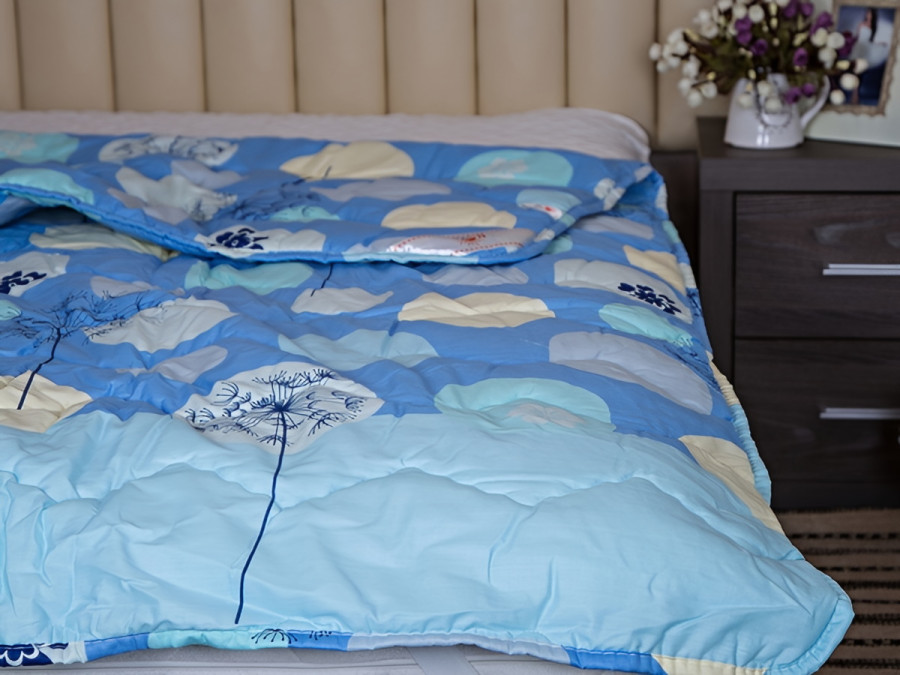 Одеяло Евро 200x210 Ecotton всесезонное хлопковое голубого цвета 40-0607 Blue