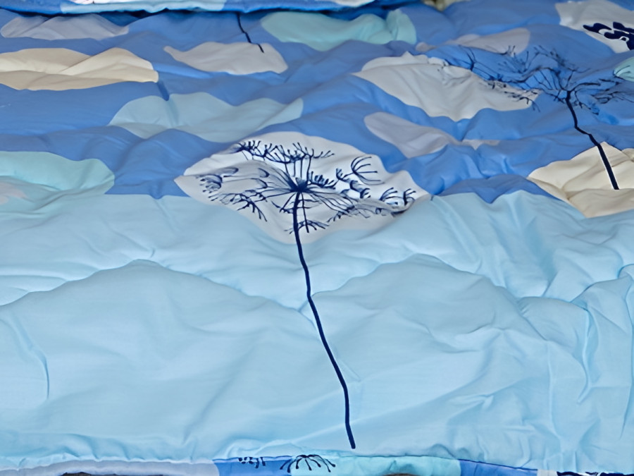 Одеяло Евро 200x210 Ecotton всесезонное хлопковое голубого цвета 40-0607 Blue